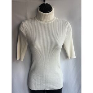 Express Cream Knit Turtleneck Top Sweater Size M Basics Essential Closet Staple